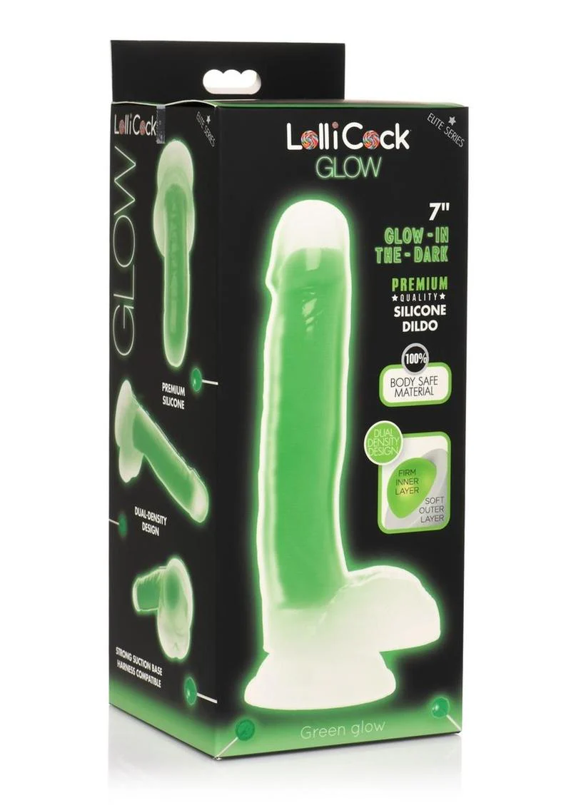 LolliCock Glow Dual-Density Silicone Glow-in-the-Dark Dildo with Balls - Image 14