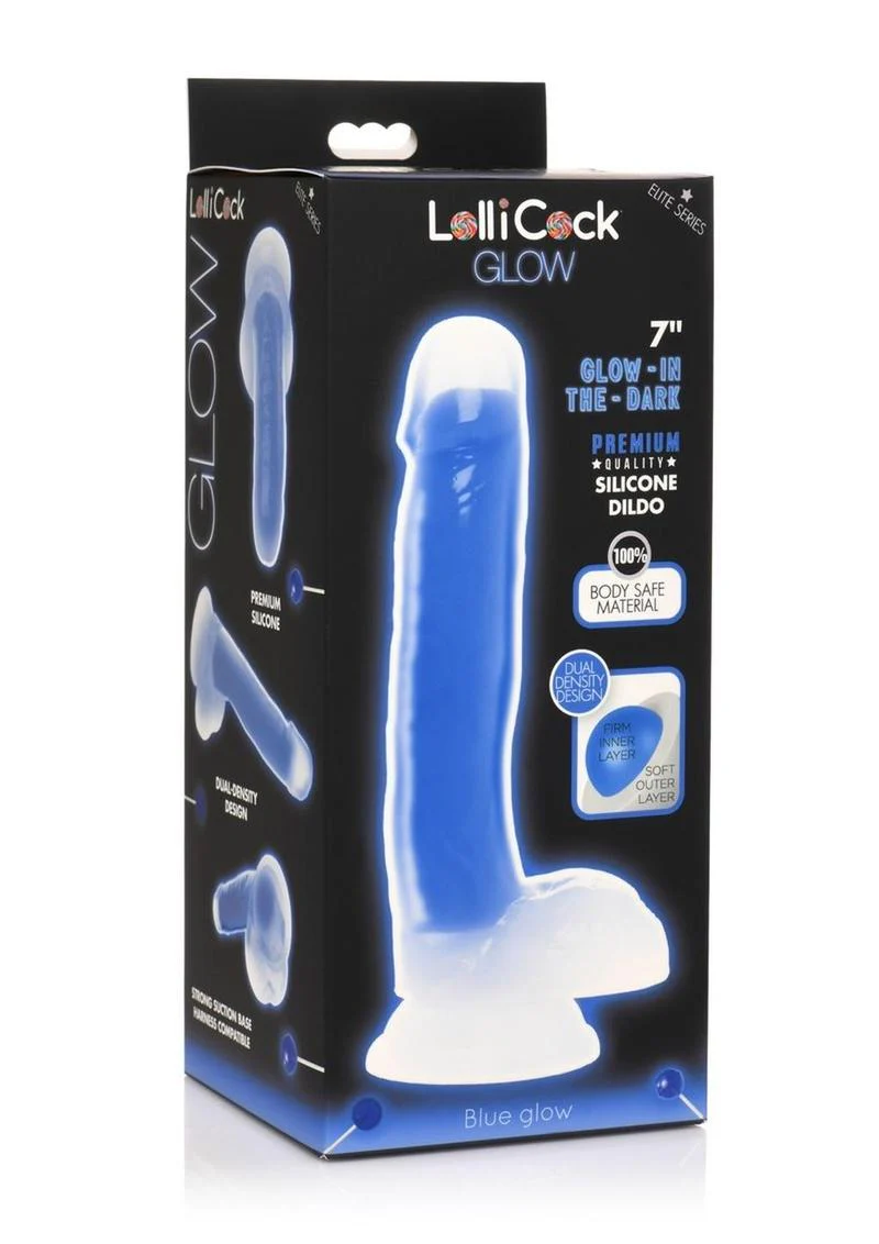 LolliCock Glow Dual-Density Silicone Glow-in-the-Dark Dildo with Balls - Image 15