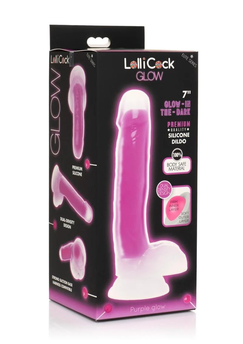 LolliCock Glow Dual-Density Silicone Glow-in-the-Dark Dildo with Balls - Image 16