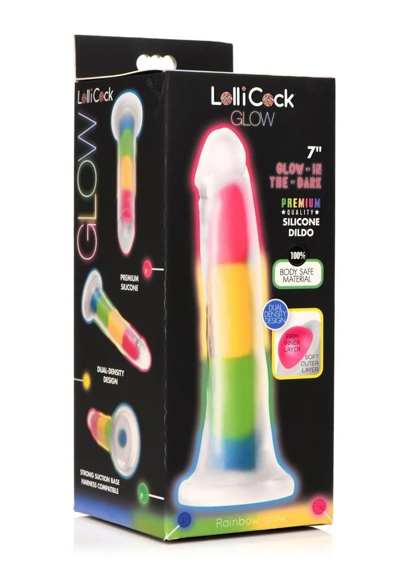 LolliCock Glow In  The Dark Rainbow Silicone Dildo - Image 2