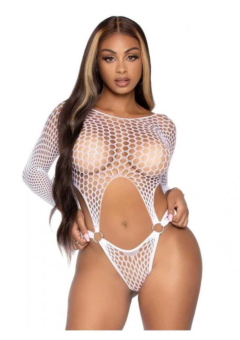Long Sleeve Pothole Suspender Top Bodysuit - Image 3