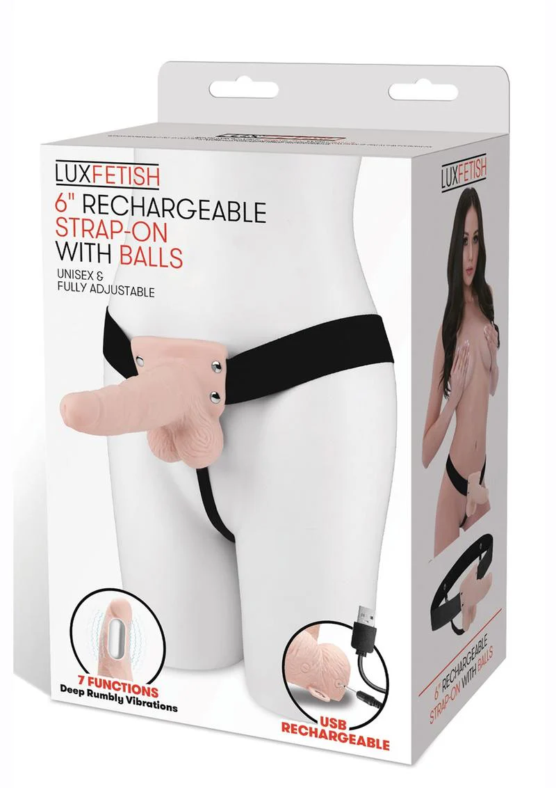 Lux Fetish 6in Rechargeable Strap-On with Balls Unisex And Adjustable - Image 5