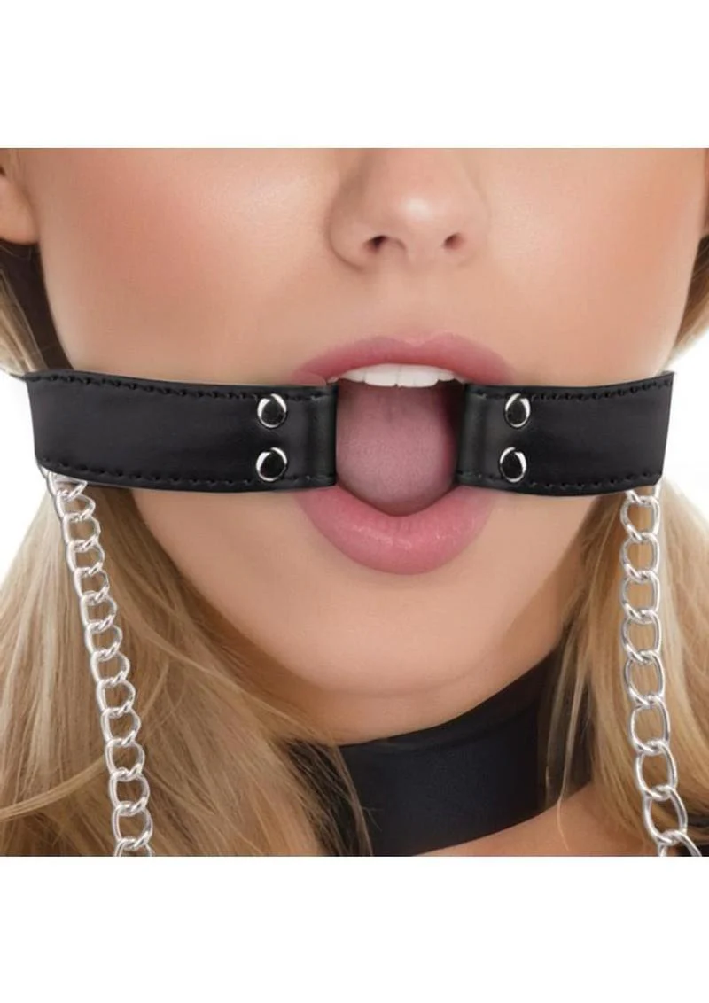 Lux Fetish Open Mouth Gag with Nipple Clips - Image 2