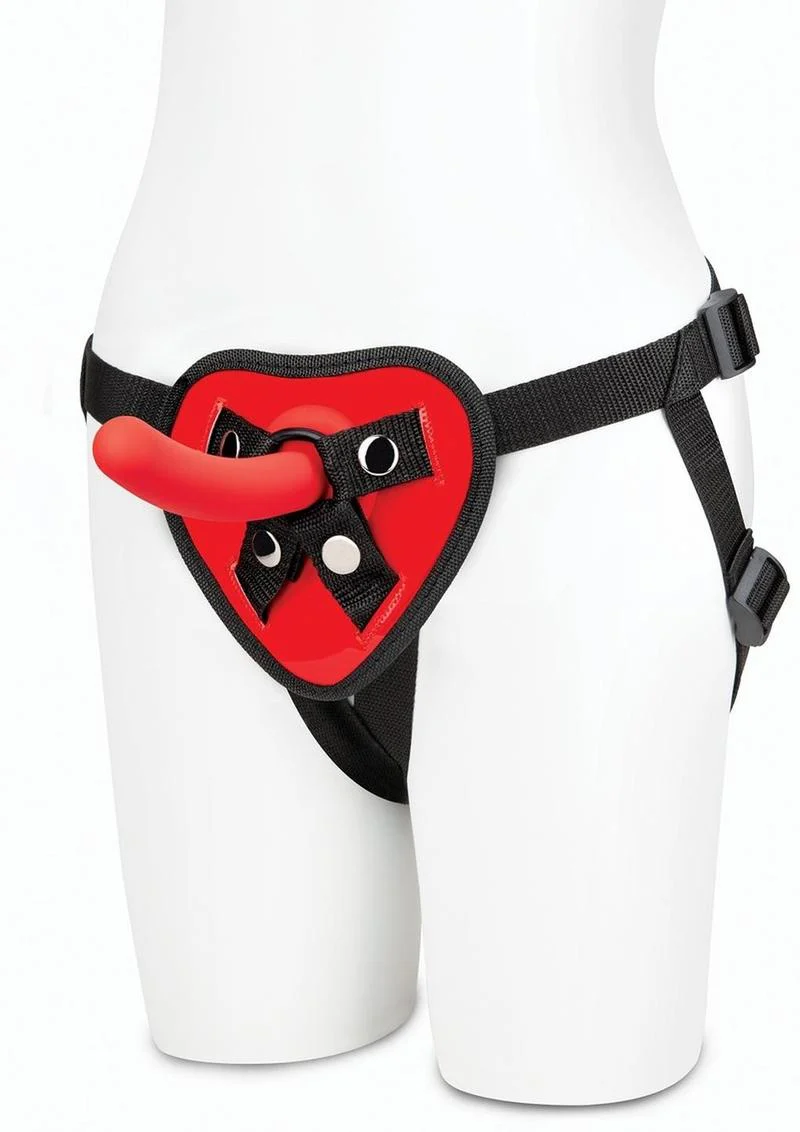 Lux Fetish Red Heart Strap-On Harness and Silicone Dildo - Image 2