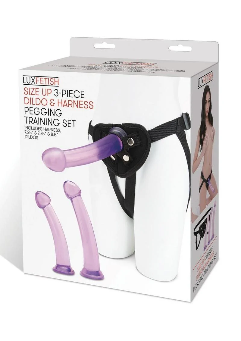 Lux Fetish Size Up 3-Piece Dildo And Harness Pegging Training Set - Image 4