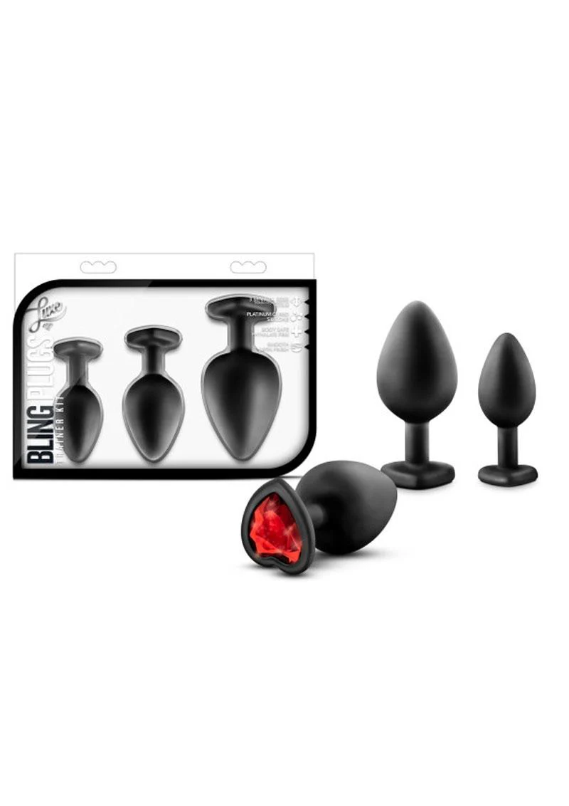 Luxe Bling Butt Plugs Training Kit With Red Gems - Image 4