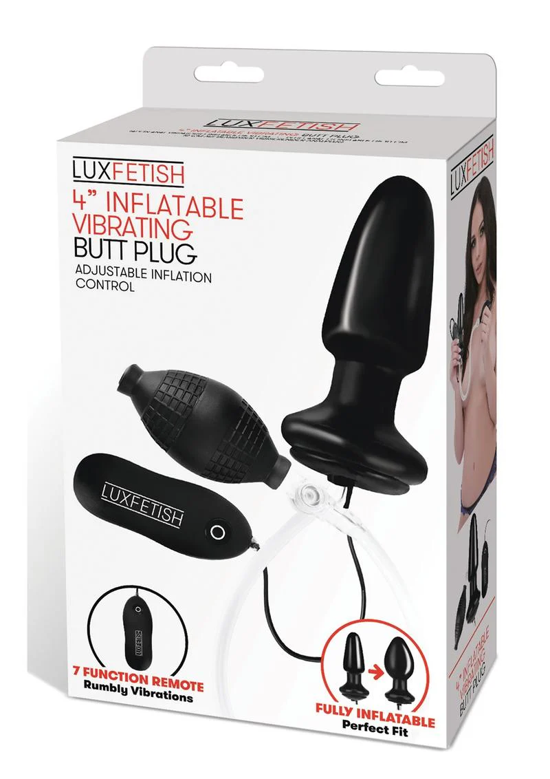 LuxFetish 4 Inch Inflatable Vibrating Butt Plug With Remote - Image 3