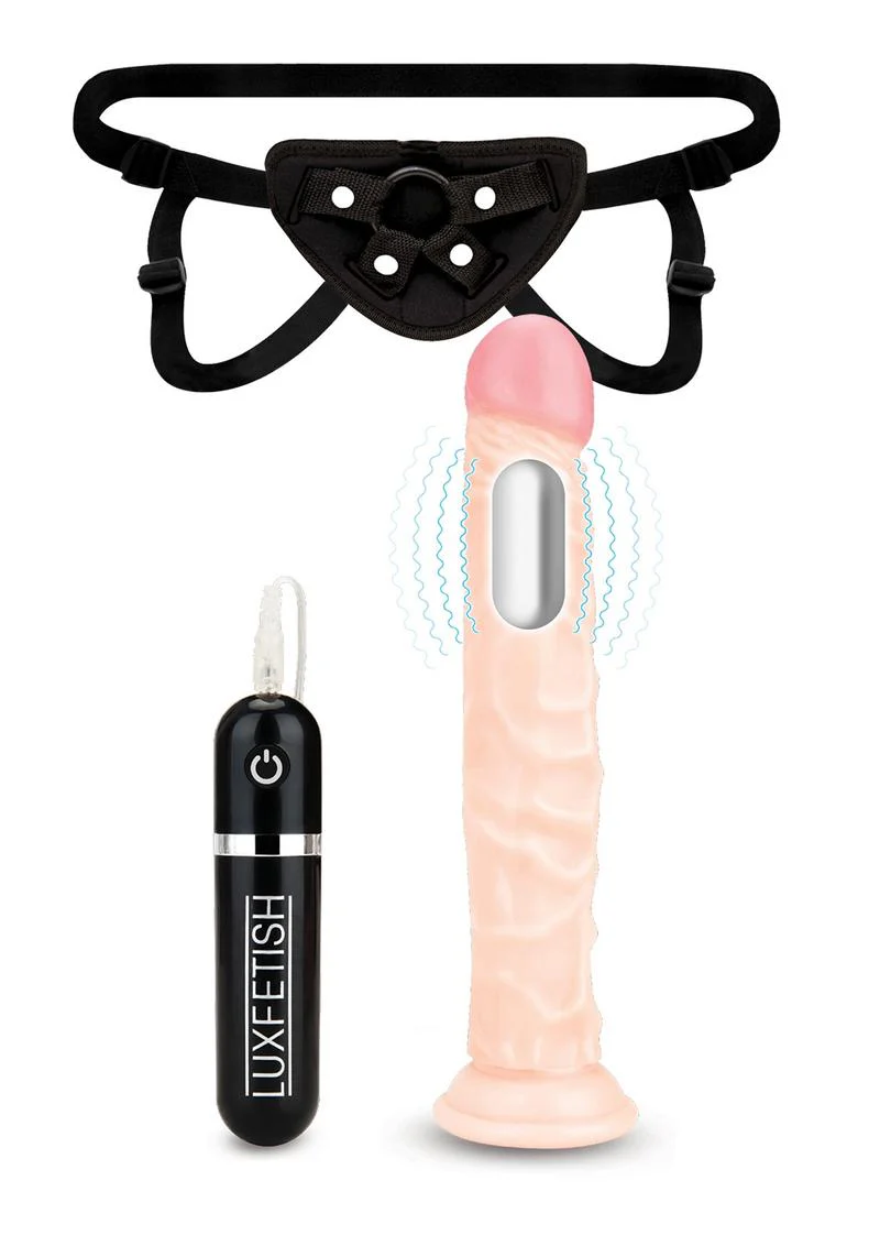 LUXFETISH Realistic Vibrating Dildo with Strap-On Harness Set - Image 4