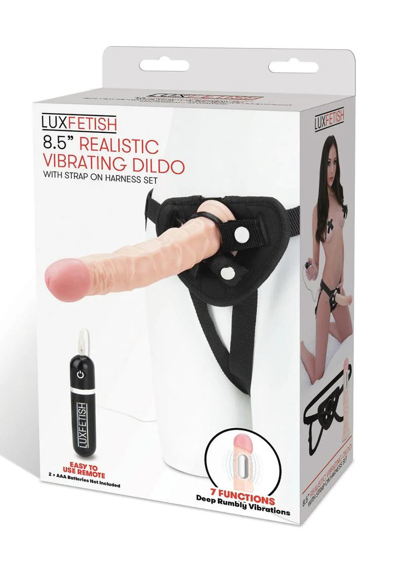 LUXFETISH Realistic Vibrating Dildo with Strap-On Harness Set - Image 5