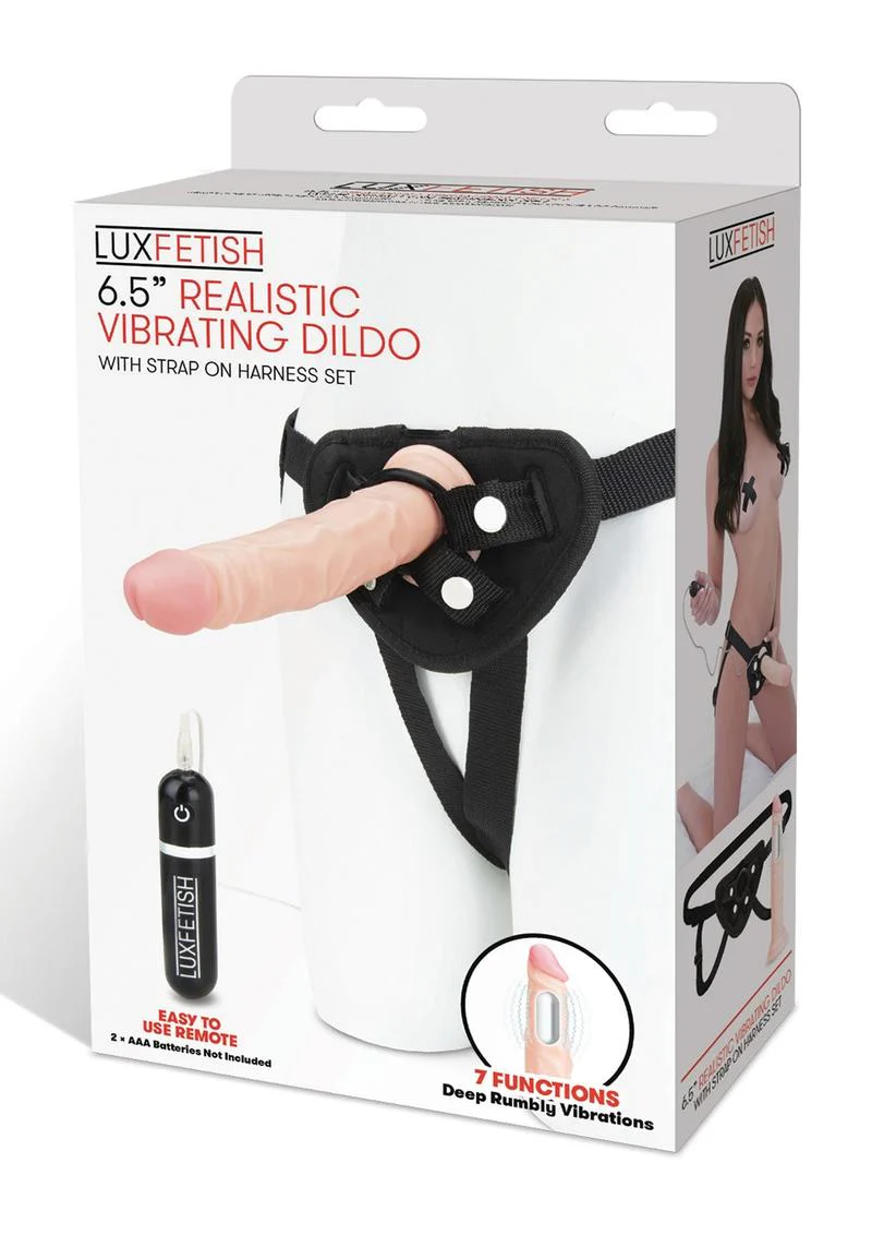 LUXFETISH Realistic Vibrating Dildo with Strap-On Harness Set - Image 6