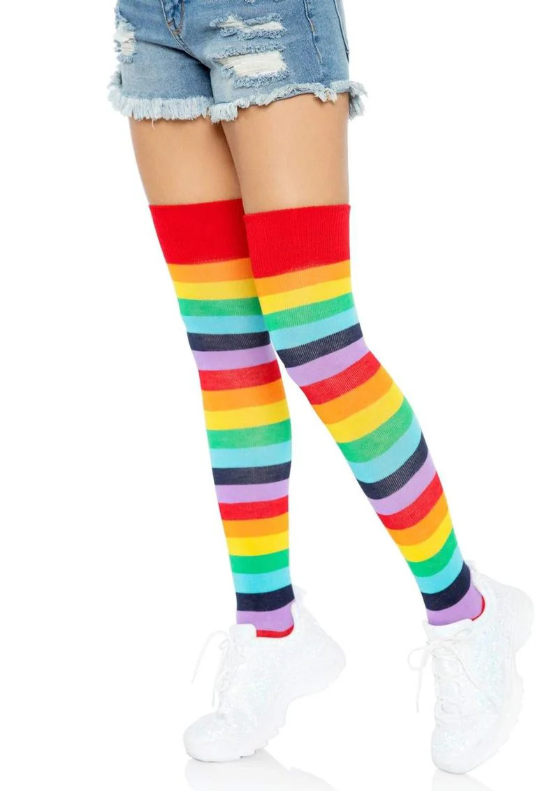 Lycra Acrylic Rainbow Thigh High