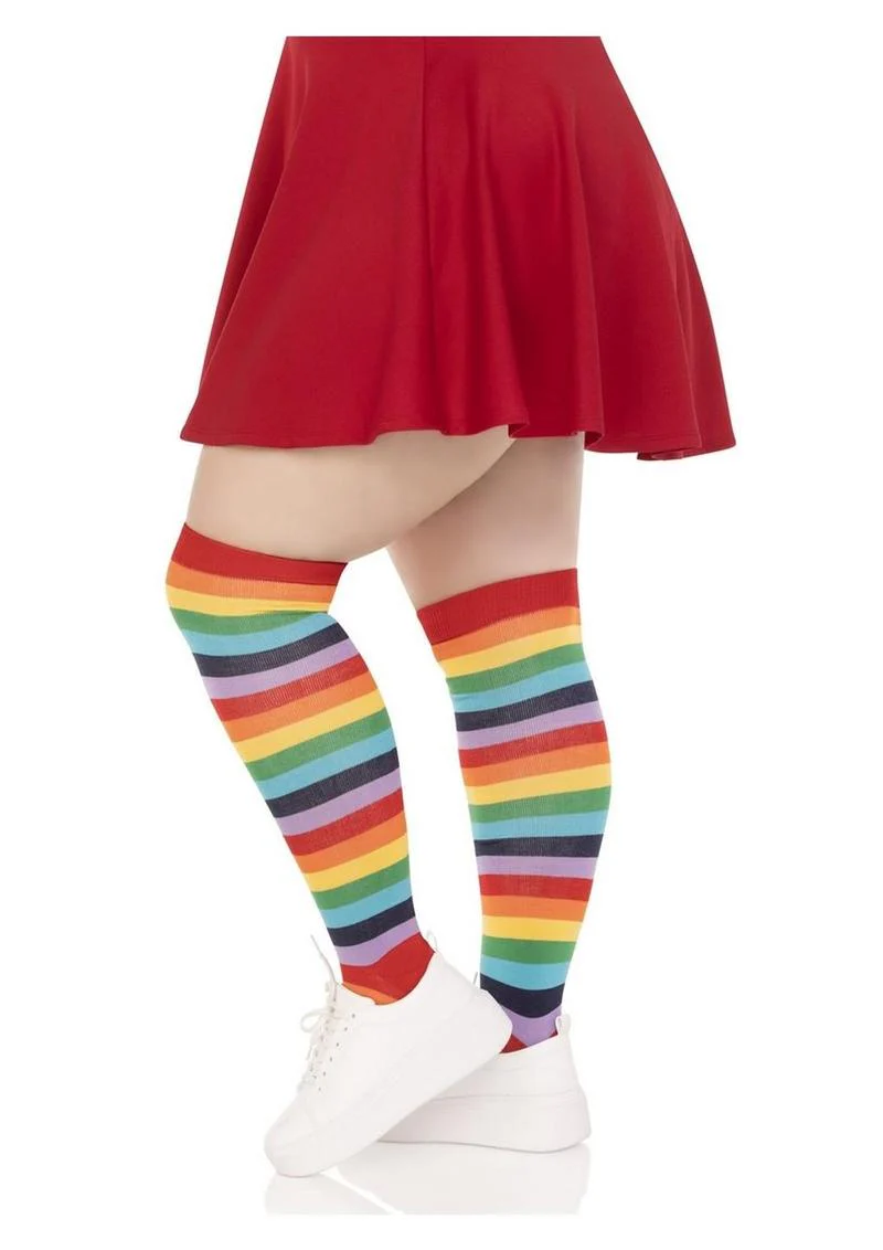 Lycra Acrylic Rainbow Thigh High 1X-2X Multicolor - Image 2