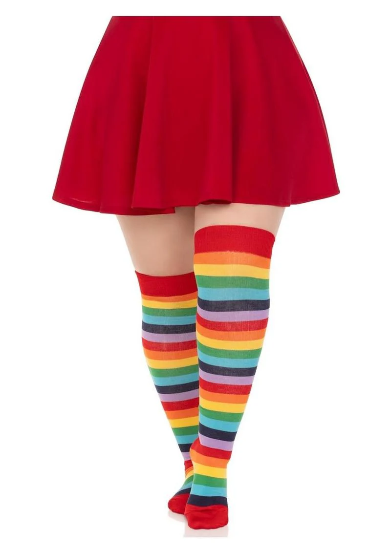 Lycra Acrylic Rainbow Thigh High 1X-2X Multicolor - Image 4