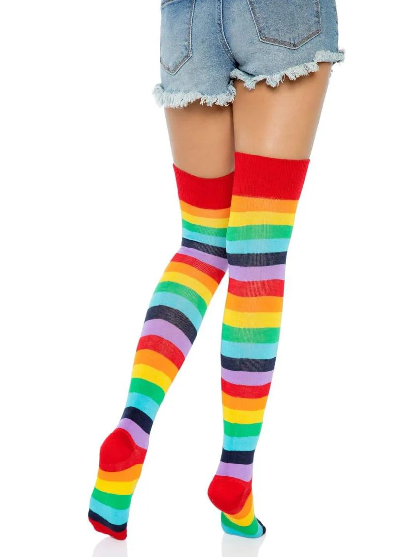 Lycra Acrylic Rainbow Thigh High - Image 2