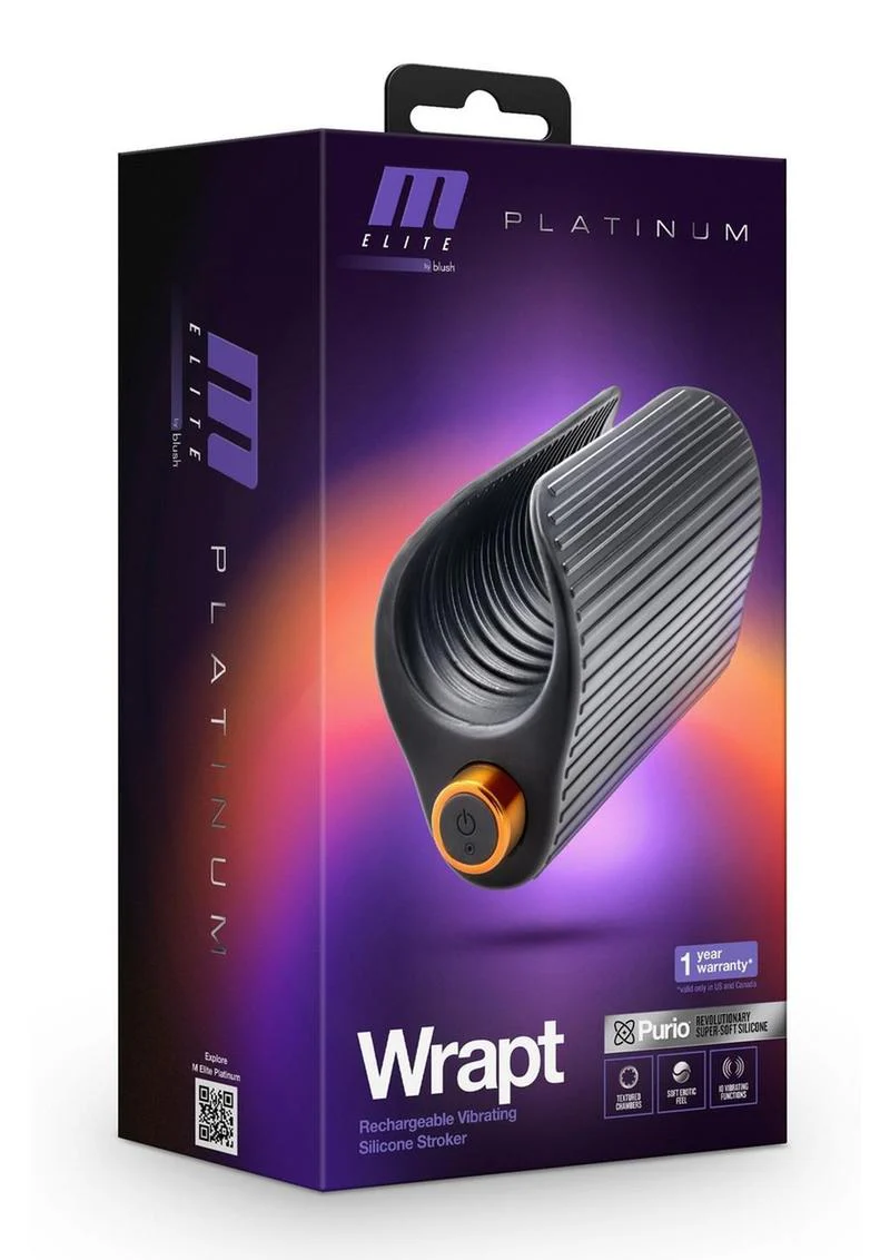 M Elite Platinum Wrapt Rechargeable Silicone Vibrating Stroker - Image 4