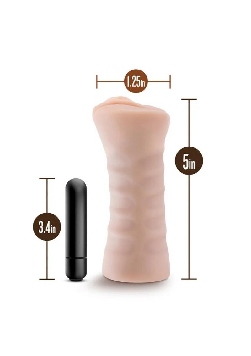 M for Men Rain Vibrating Masturbator with Bullet Vanilla Textured - Image 3