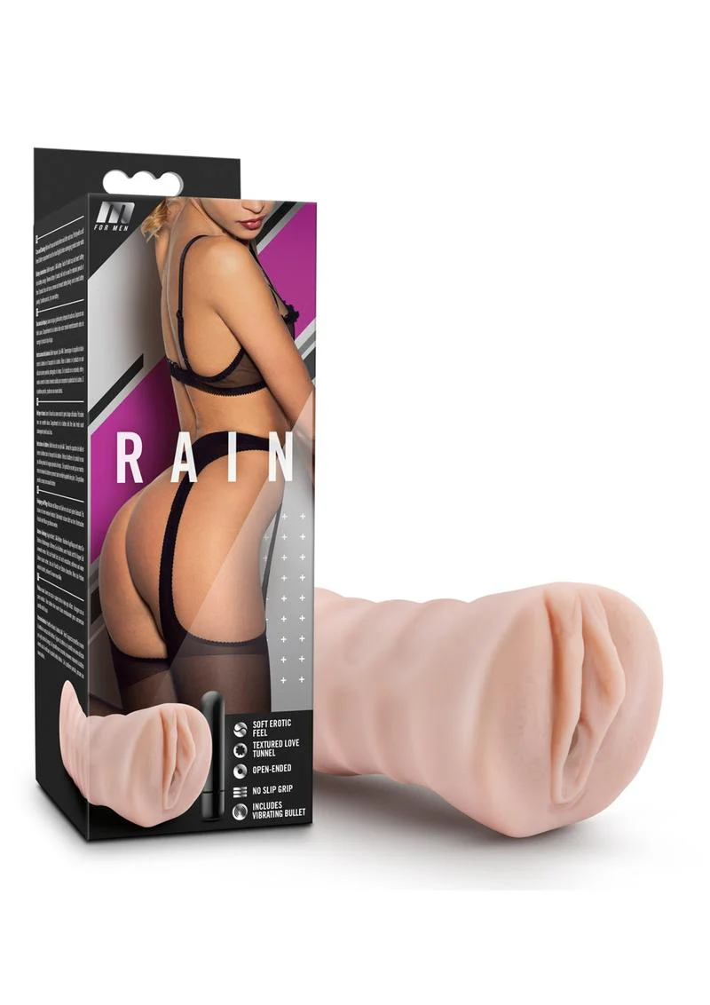 M for Men Rain Vibrating Masturbator with Bullet Vanilla Textured - Image 4