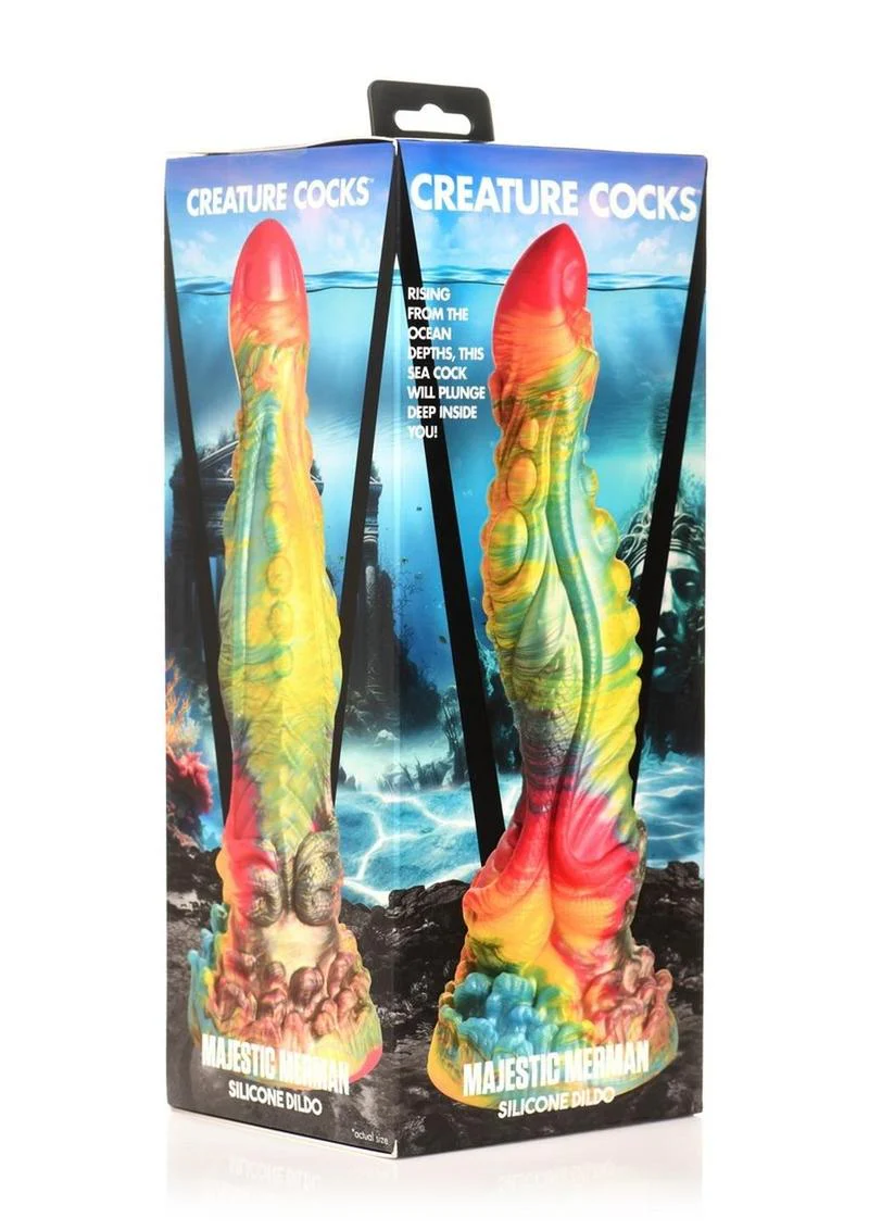 Majestic Merman Silicone Dildo - Vibrant Rainbow Pleasure - Image 4