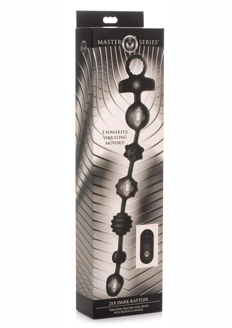 Master Series 21X Dark Rattler Vibrating Silicone Anal Beads - Image 3