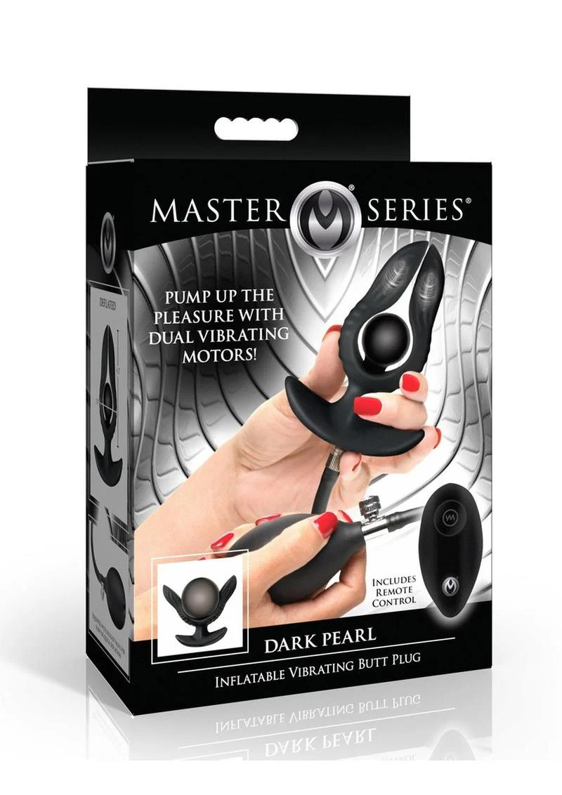 Master Series Dark Pearl Inflatable Vibrating Butt Plug - Image 4