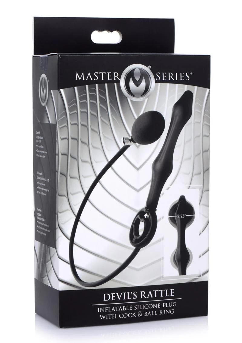 Master Series Devil's Rattle Inflatable Silicone Plug with Cock Ring - Image 4