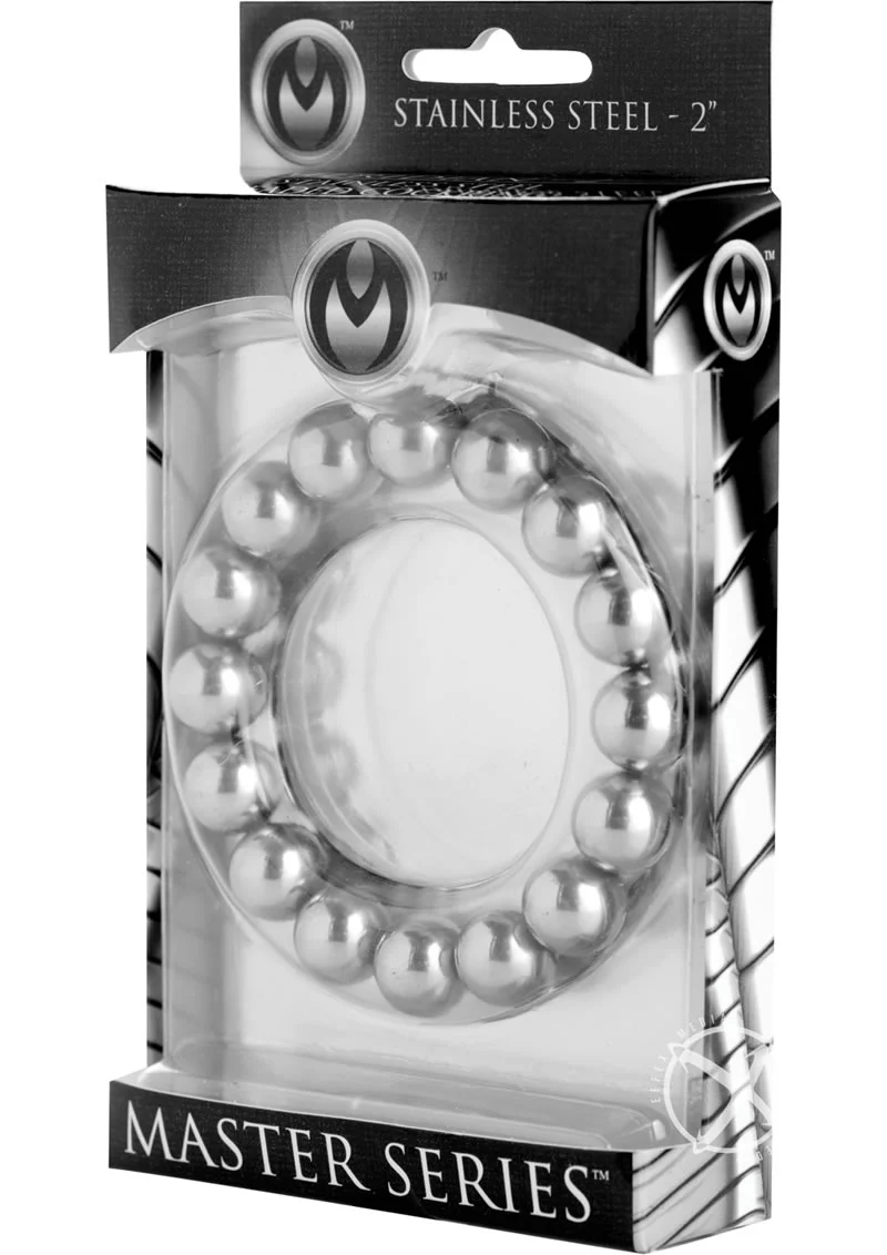 Master Series Meridian Stainless Steel Beaded Cock Ring - Image 3