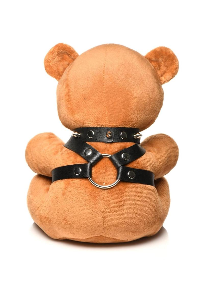 Master Series Pup Bear Hooded BDSM Teddy Leather Harness And Chain - Image 4