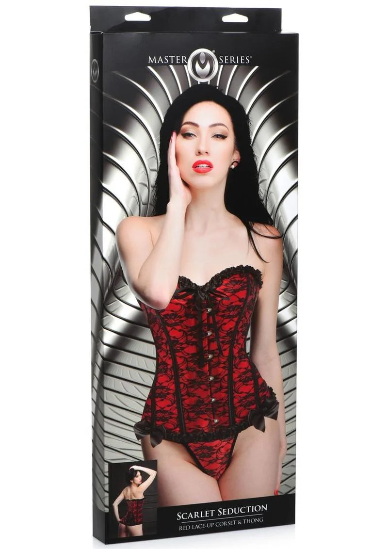 Master Series Scarlet Seduction Lace-Up Corset and Thong - Image 7