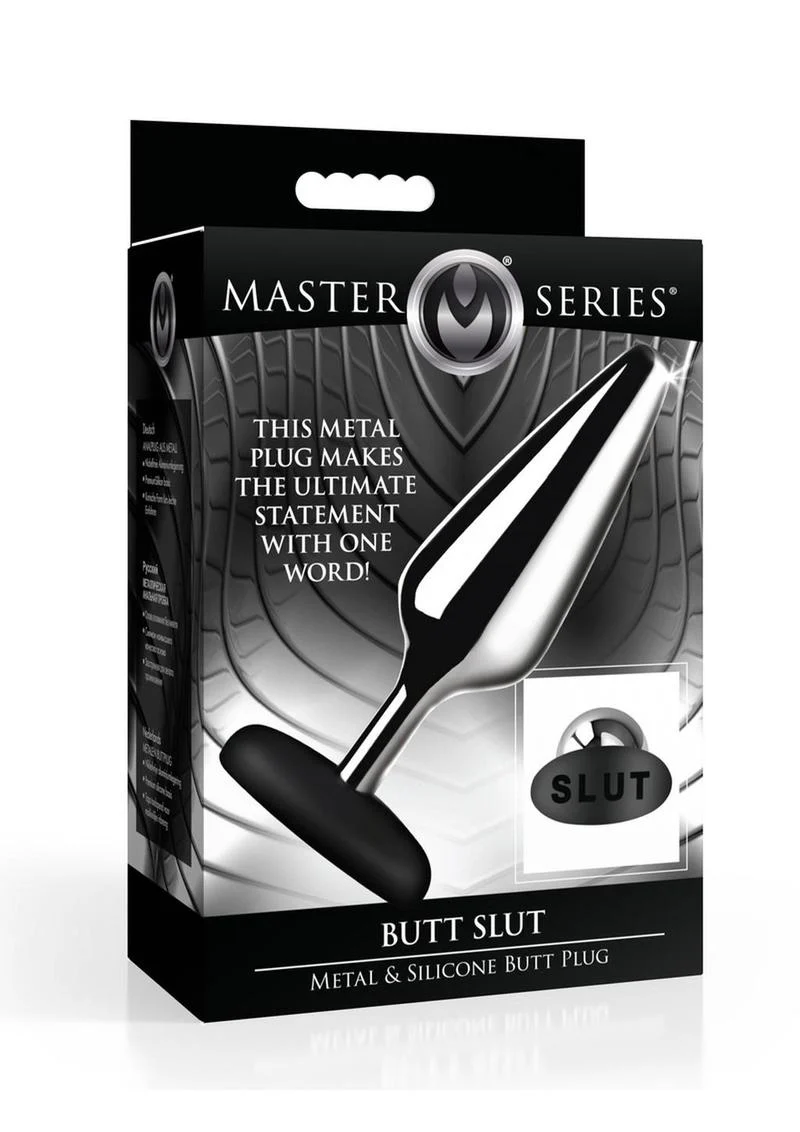 Master Series Slut Metal And Silicone Butt Plug - Image 4