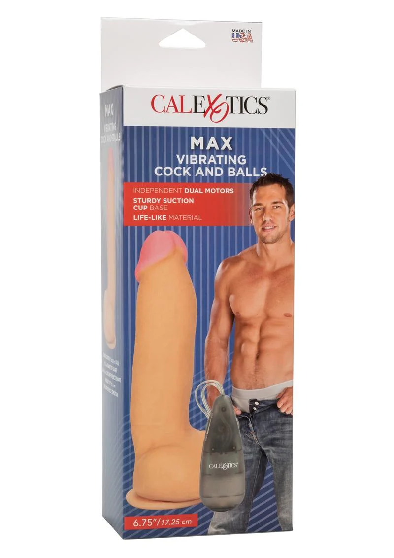 Max Vibrating Cock and Balls Dildo with Suction Cup - Image 4