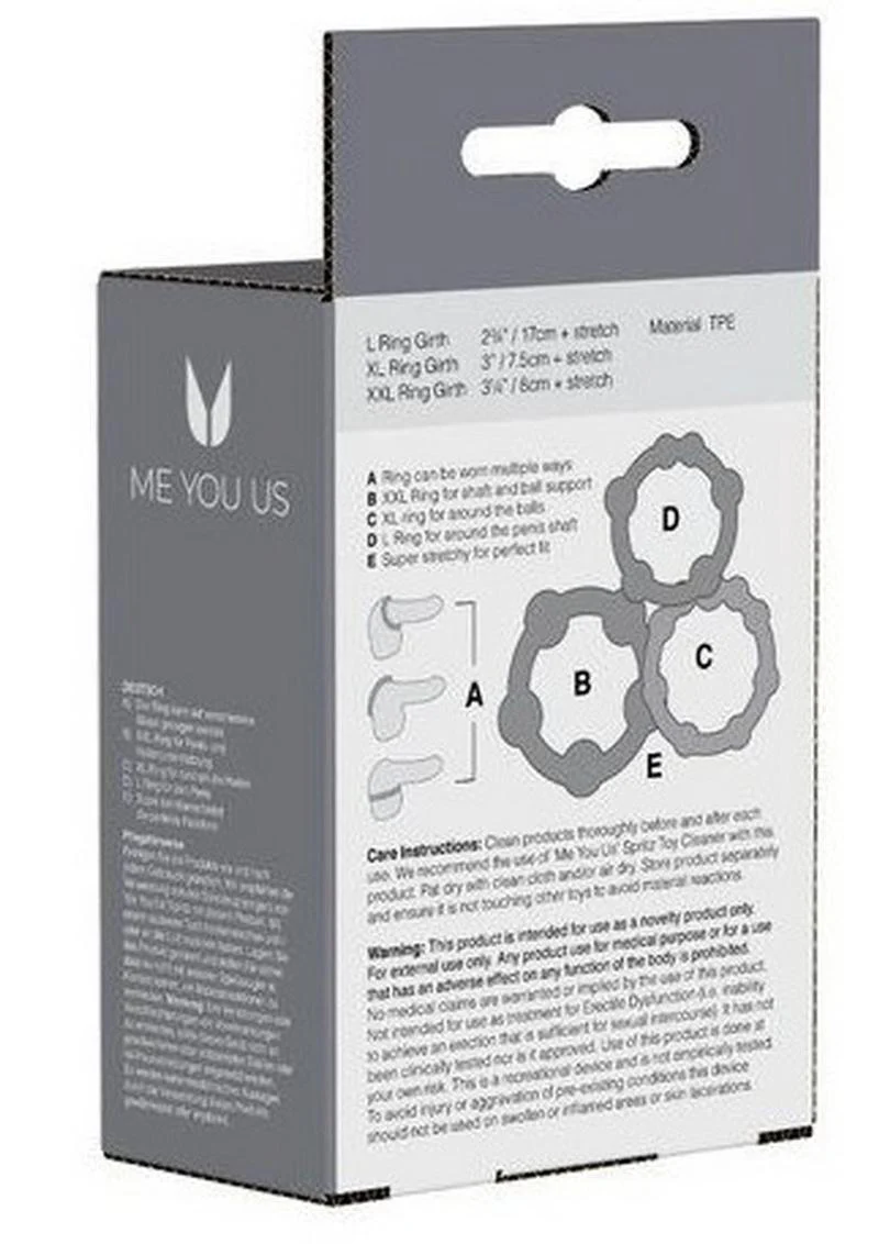 Me You Us Easy Squeeze 3 Piece Cock Ring Set - Image 4