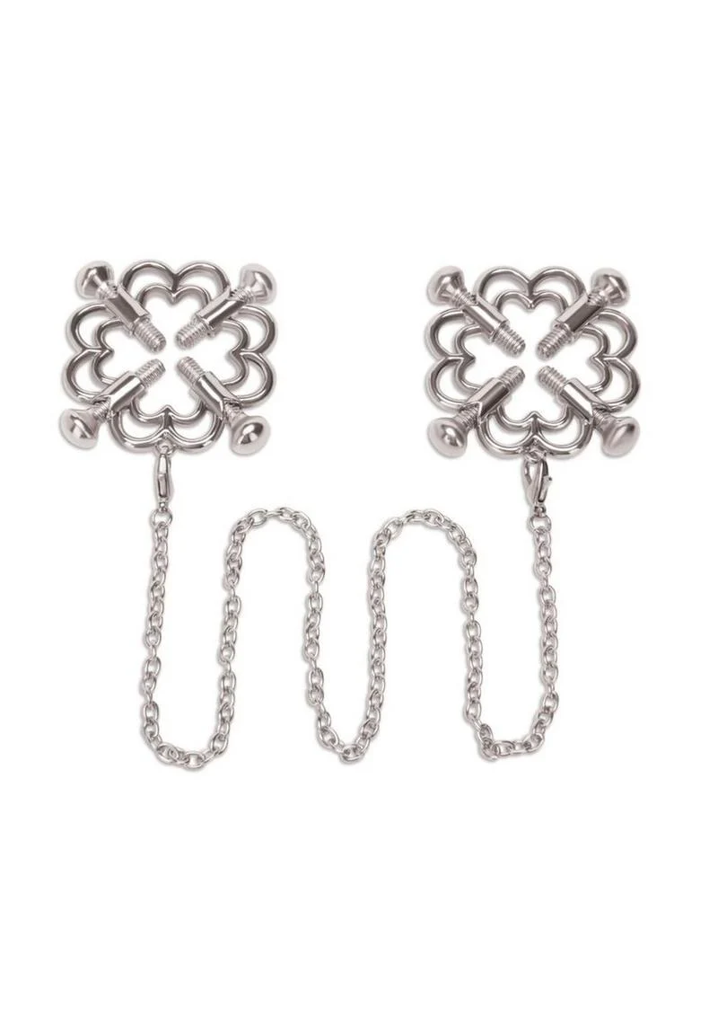 Me You Us Silver Flower Design Nipple Chain - Image 2