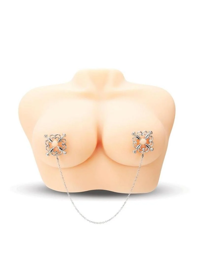Me You Us Silver Flower Design Nipple Chain - Image 4