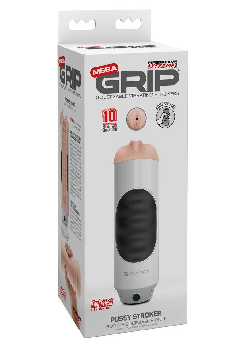 Mega Grip Squeezable Vibrating Pussy Stroker 10 Vibration Functions - Image 3