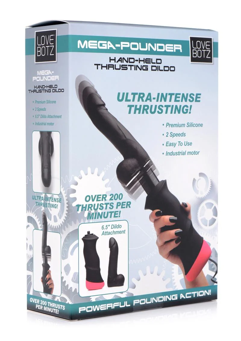 Mega Pounder Hand-Held Thrusting Silicone Dildo - Image 4