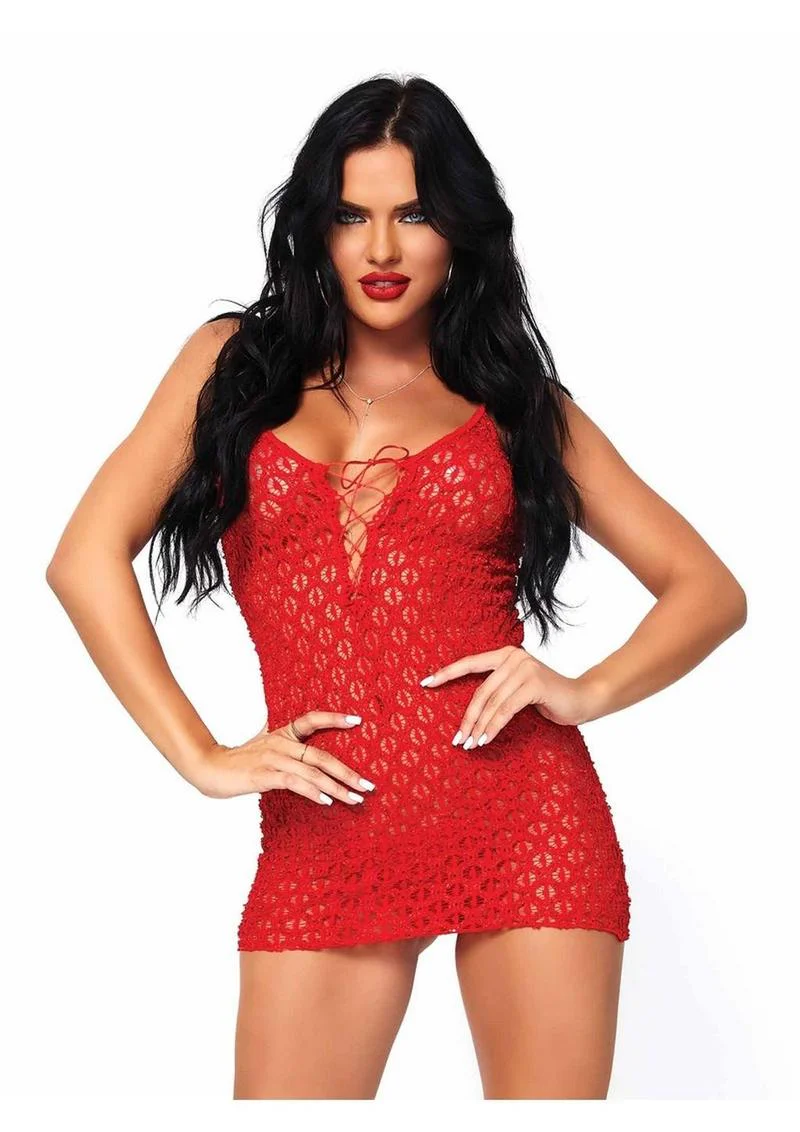 Mini Dress with Lace Up Front and G-String - Image 3