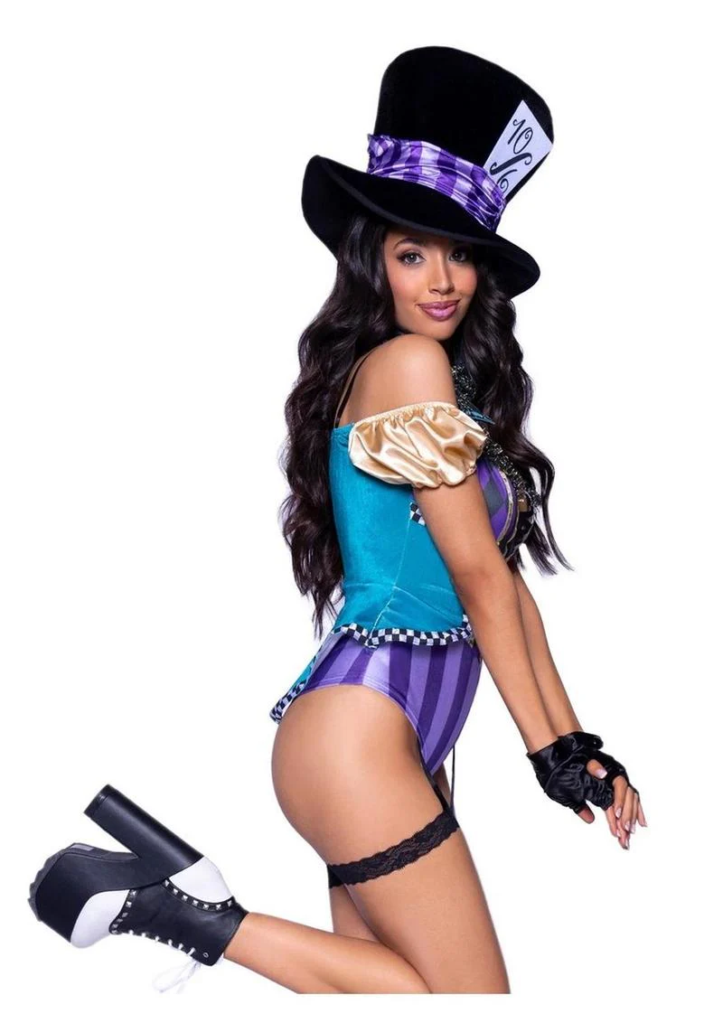 Mischievous Mad Hatter Garter Bodysuit - Image 2