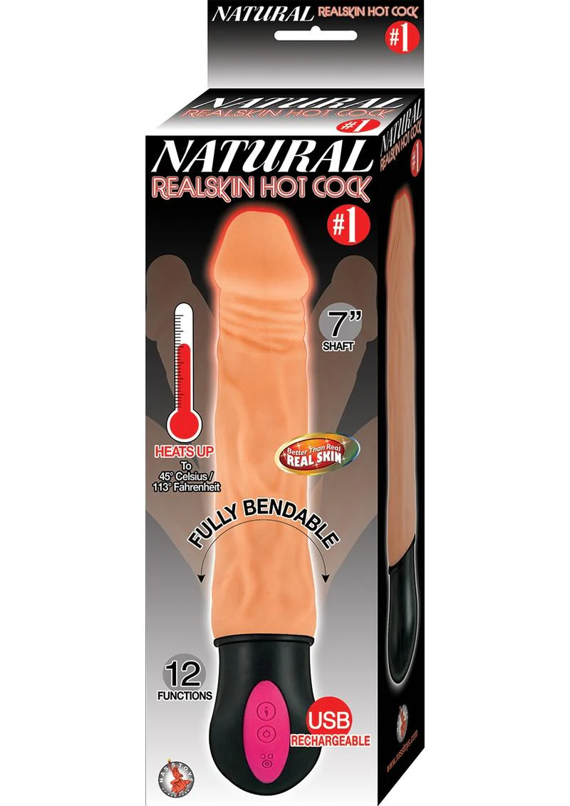 Natural Realskin Hot Cock #1 - 7 Inch USB Rechargeable Warming Dildo - Image 2