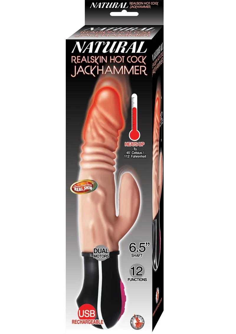 Natural Realskin Hot Cock Jackhammer Warming Vibrator - Image 2