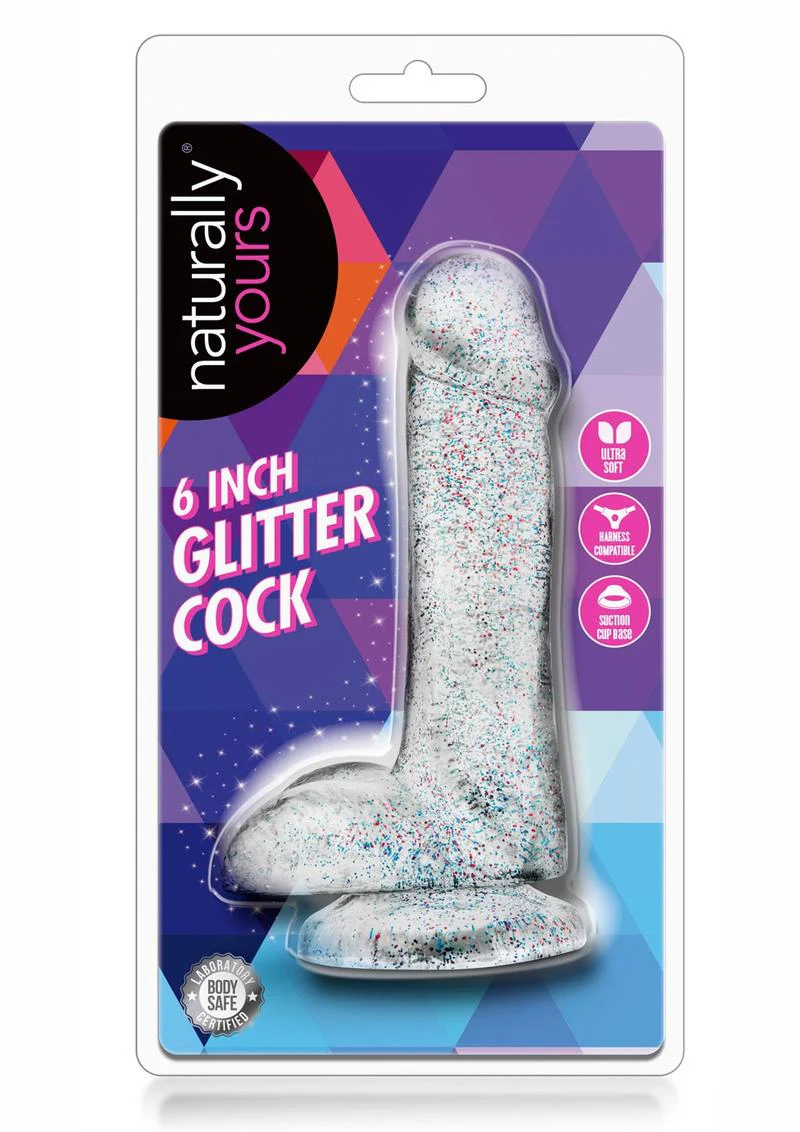 Naturally Yours Glitter Dildo With Balls - Image 4
