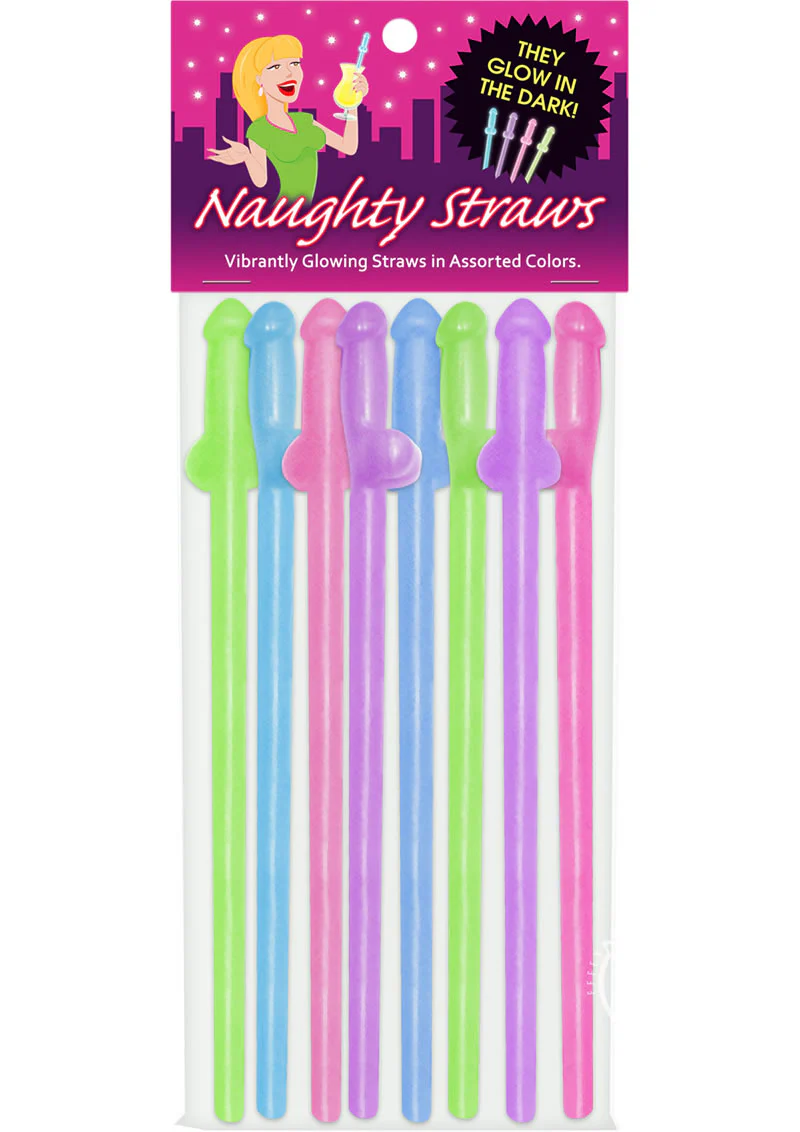 Naughty Glowing Straws Assorted Colors 8 Per Pack - Image 2