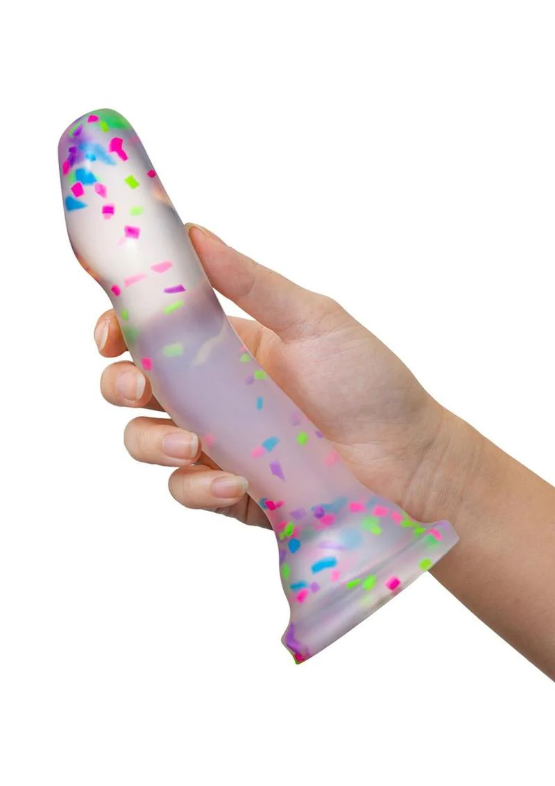Neo Elite Hanky Panky Glow in the Dark Silicone Confetti Design Dildo - Image 2