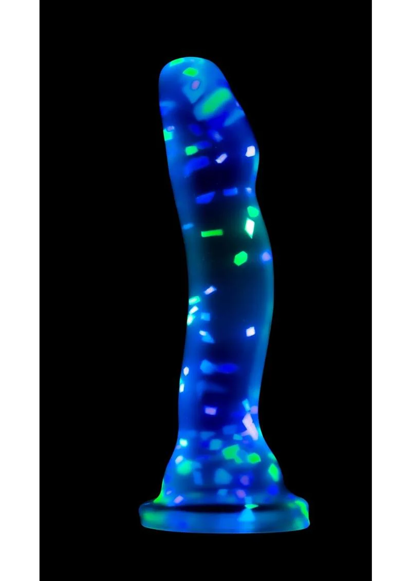 Neo Elite Hanky Panky Glow in the Dark Silicone Confetti Design Dildo - Image 3