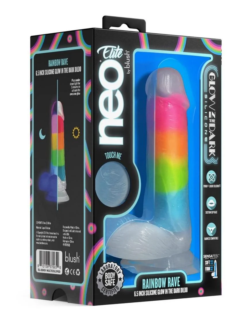 Neo Elite Rainbow Rave Glow-in-the-Dark Dildo - Image 4