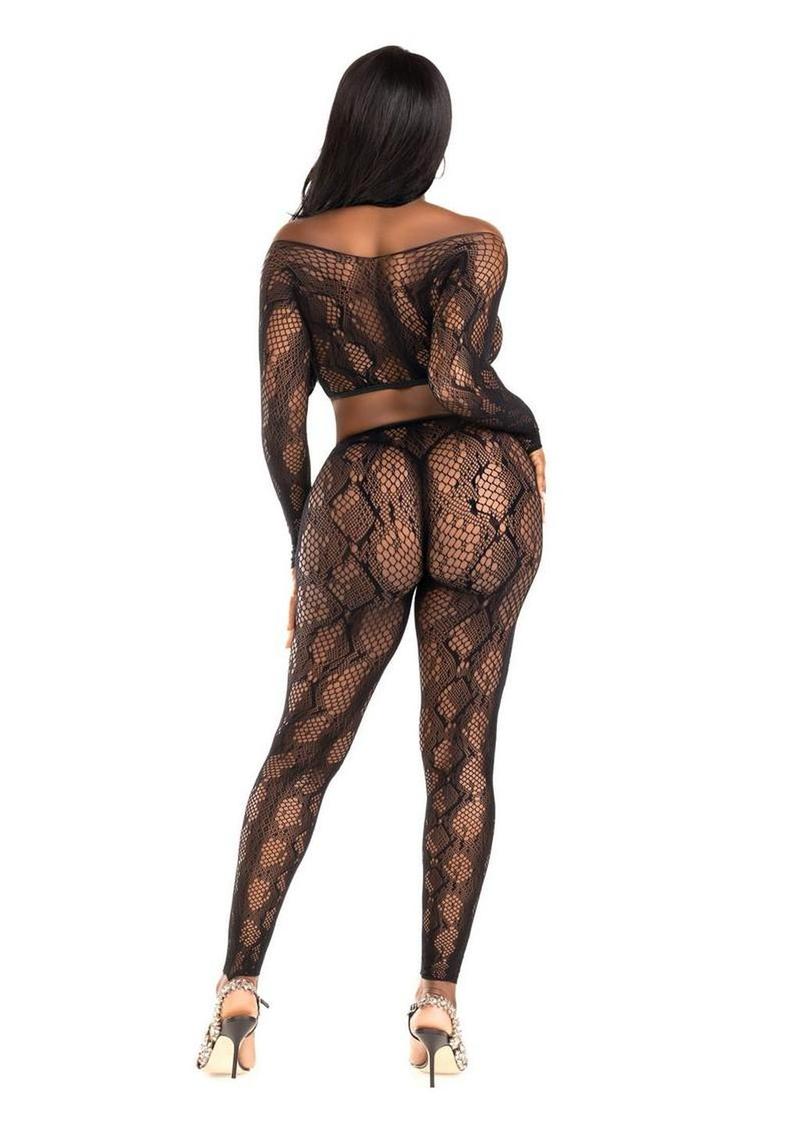 Net Crop Top and Footless Tights Set - Image 4