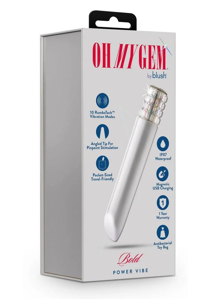 Oh My Gem Bold Rechargeable Bullet Vibrator - Diamond White - Image 4