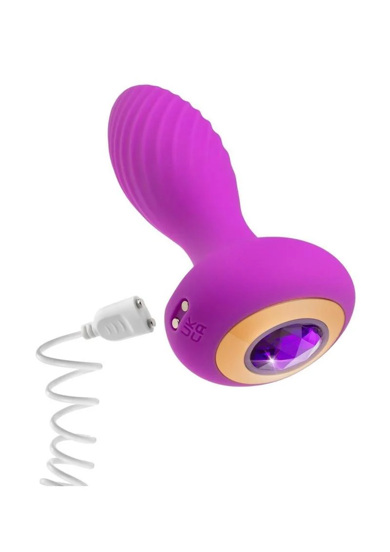 Oh My Gem Mystery Rechargeable Silicone Anal Plug Amethyst Purple - Image 3