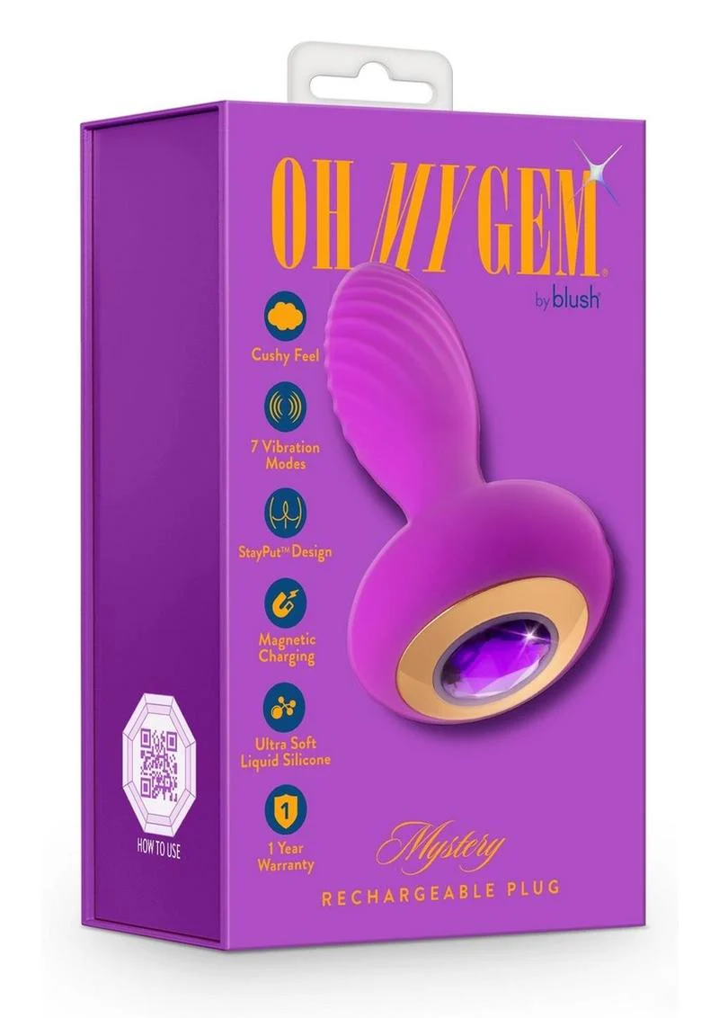 Oh My Gem Mystery Rechargeable Silicone Anal Plug Amethyst Purple - Image 4