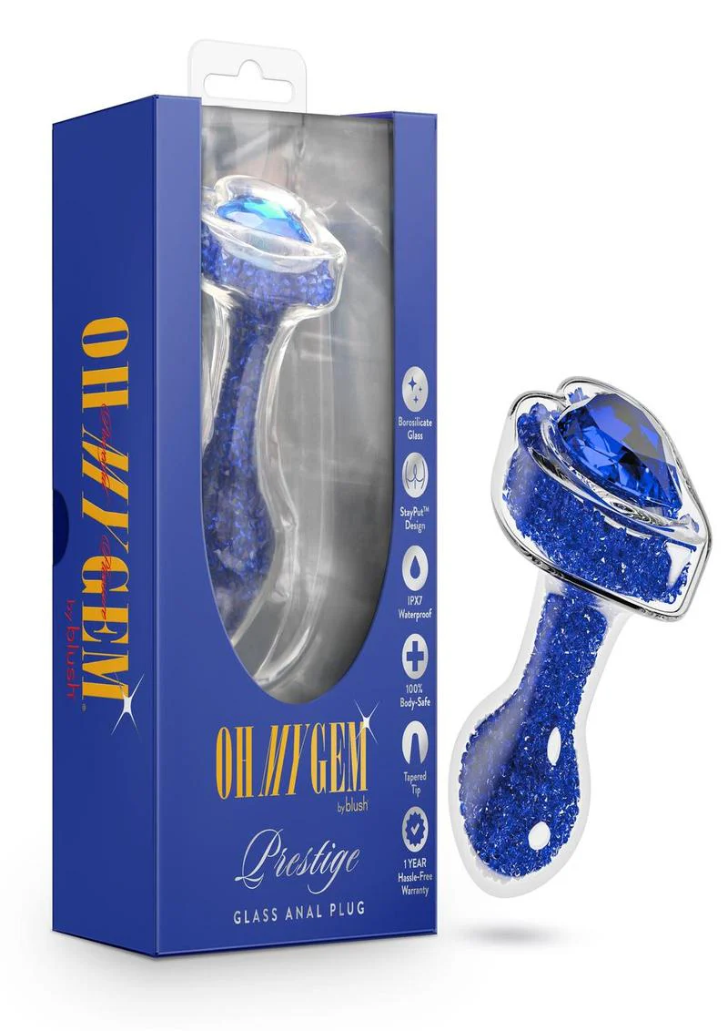 Oh My Gem Prestige Glass Anal Plug Blue - Image 4