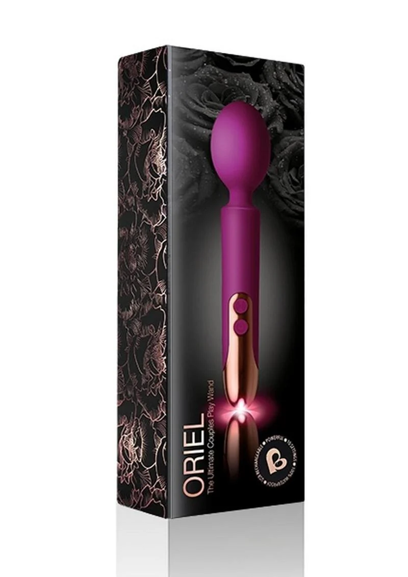 Oriel Silicone Wand Massager Fuchsia with Rose Gold Accent - Image 3